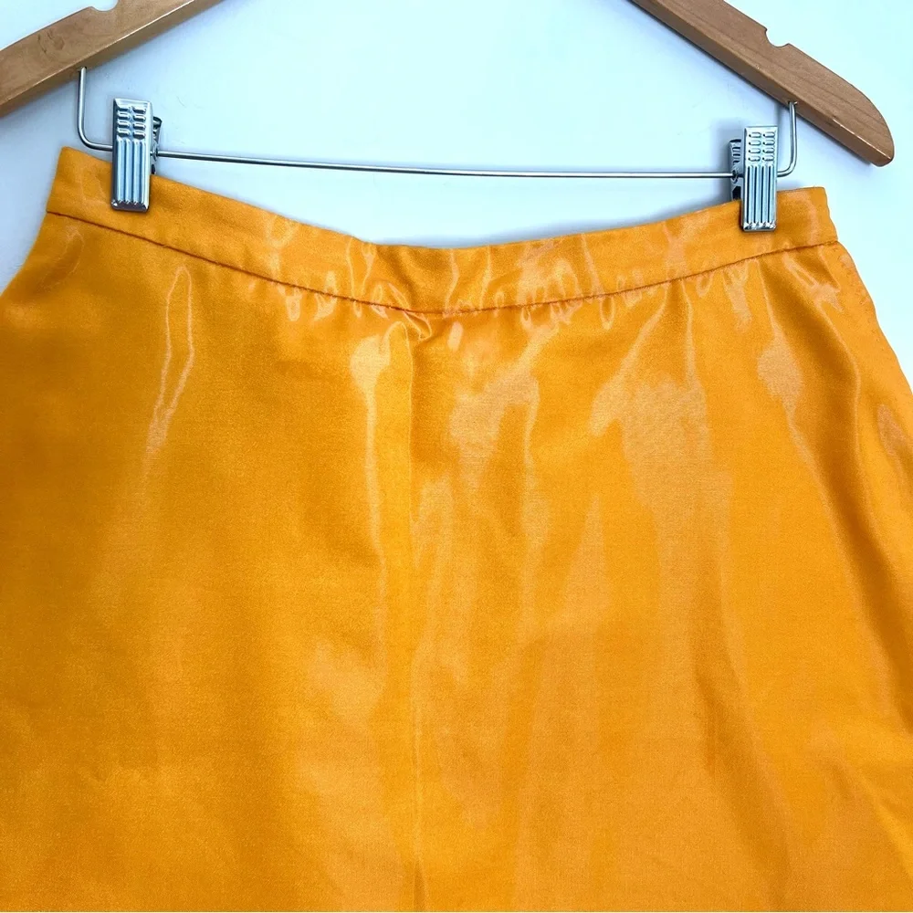 LOUIS VUITTON Mustard Shiny Cotton Blend A Line Mini Luxury Designer Skirt Sz 40